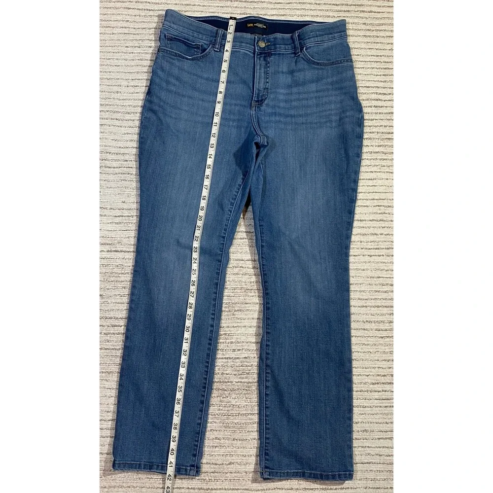 Lee Womens Flex Motion Regular‎ Fit Straight Leg Mid Rise Jeans Medium Wash 16M
